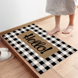 Brown black and white gray plaid background Non-Slip Waterproof  Doormat - LeobonZone