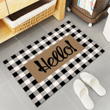 Brown black and white gray plaid background Non-Slip Waterproof  Doormat - LeobonZone