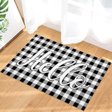 Hello black and white gray plaid background Non-Slip Waterproof  Doormat - LeobonZone