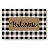 Welcome Brown black and white gray plaid background Non-Slip Waterproof  Doormat - LeobonZone