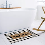 Welcome Brown black and white gray plaid background Non-Slip Waterproof  Doormat - LeobonZone