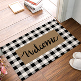 Welcome Brown black and white gray plaid background Non-Slip Waterproof  Doormat - LeobonZone