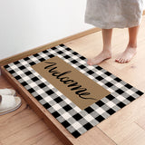 Welcome Brown black and white gray plaid background Non-Slip Waterproof  Doormat - LeobonZone