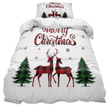 Snowflake Christmas Elk with Christmas Tree comforter sets pillowcase - LeobonZone