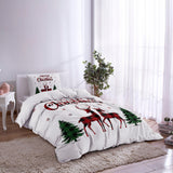Snowflake Christmas Elk with Christmas Tree comforter sets pillowcase - LeobonZone