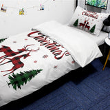 Snowflake Christmas Elk with Christmas Tree comforter sets pillowcase - LeobonZone