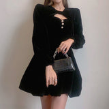 Dress velvet palace style high waist suspender skirt two-piece all-match cover crotch - LeobonZone