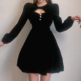 Dress velvet palace style high waist suspender skirt two-piece all-match cover crotch - LeobonZone