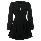 Dress velvet palace style high waist suspender skirt two-piece all-match cover crotch - LeobonZone