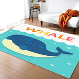 Cartoon blue whale Right Angle Felt Rugs - LeobonZone