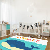 Cartoon blue whale Right Angle Felt Rugs - LeobonZone