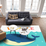 Cartoon blue whale Right Angle Felt Rugs - LeobonZone