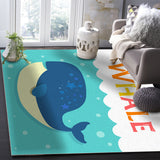 Cartoon blue whale Right Angle Felt Rugs - LeobonZone