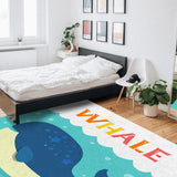 Cartoon blue whale Right Angle Felt Rugs - LeobonZone