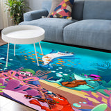 Ocean Cartoon Concert Sponge Rillet Rubber Rugs - LeobonZone