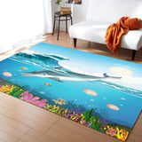 Ocean cartoon dolphin Right Angle Felt Rugs - LeobonZone