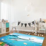 Ocean cartoon dolphin Right Angle Felt Rugs - LeobonZone