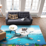 Ocean cartoon dolphin Right Angle Felt Rugs - LeobonZone