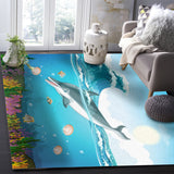 Ocean cartoon dolphin Right Angle Felt Rugs - LeobonZone