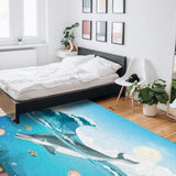 Ocean cartoon dolphin Right Angle Felt Rugs - LeobonZone