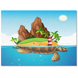 Cartoon tortoise island Right Angle Felt Rugs - LeobonZone