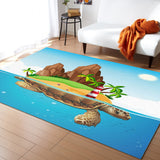 Cartoon tortoise island Right Angle Felt Rugs - LeobonZone