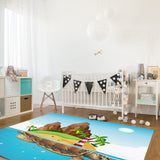 Cartoon tortoise island Right Angle Felt Rugs - LeobonZone