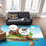 Cartoon tortoise island Right Angle Felt Rugs - LeobonZone