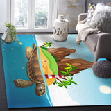 Cartoon tortoise island Right Angle Felt Rugs - LeobonZone