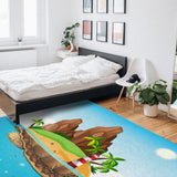 Cartoon tortoise island Right Angle Felt Rugs - LeobonZone