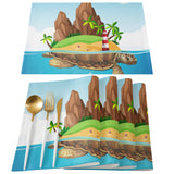 Cartoon tortoise island Personalized Table Placemats - LeobonZone