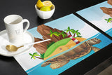 Cartoon tortoise island Personalized Table Placemats - LeobonZone