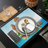 Cartoon tortoise island Personalized Table Placemats - LeobonZone