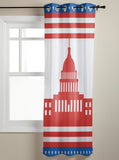 Independence day red building stars window curtains - LeobonZone