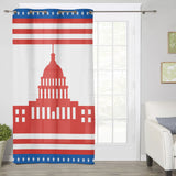 Independence day red building stars window curtains - LeobonZone