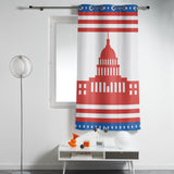 Independence day red building stars window curtains - LeobonZone