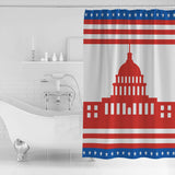 Independence day red building stars Shower Curtain - LeobonZone