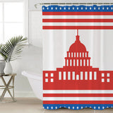 Independence day red building stars Shower Curtain - LeobonZone