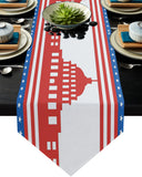 Independence day red building stars Sharp Angle Table Runner Place Mats - LeobonZone