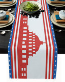 Independence day red building stars Table Runner Place Mats