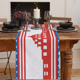 Independence day red building stars Table Runner Place Mats - LeobonZone