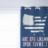 Independence Day American alphabet map flag window curtains - LeobonZone