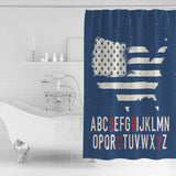 Independence Day American alphabet map flag Shower Curtain