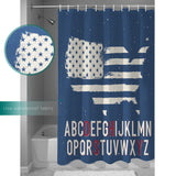Independence Day American alphabet map flag Shower Curtain - LeobonZone