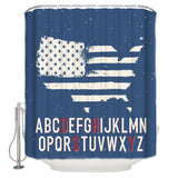 Independence Day American alphabet map flag Shower Curtain - LeobonZone
