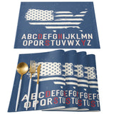 Independence Day American alphabet map flag Personalized Table Placemats - LeobonZone