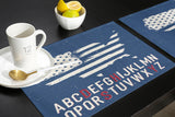 Independence Day American alphabet map flag Personalized Table Placemats - LeobonZone