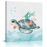 Sea turtle underwater world Canvas painting - LeobonZone