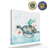 Sea turtle underwater world Canvas painting - LeobonZone