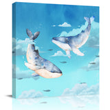 Blue whale cartoon version Canvas painting - LeobonZone